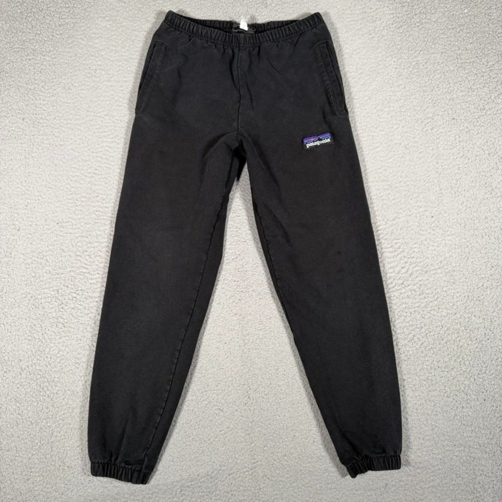 Patagonia Mens P-6 Big Label Uprisal Sweatpants Small Black Jogger Elastic Waist